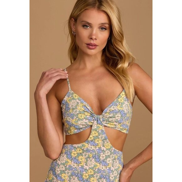 Lulus It's a Perfect Pick Pink Women Floral Print Cutout  Maxi Dress size MEDIUM - Picture 3 of 14